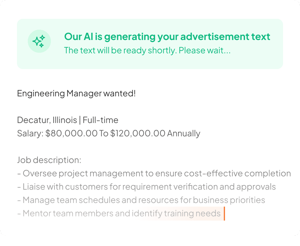 KI-gestützte Anzeigentexte basierend auf Ihrer Stellenbeschreibung